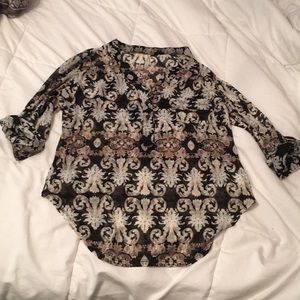 Black white and brown print shirt